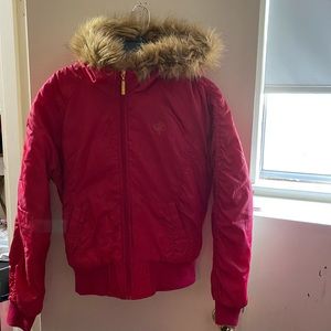 South Pole puffy jacket with fur hoodie